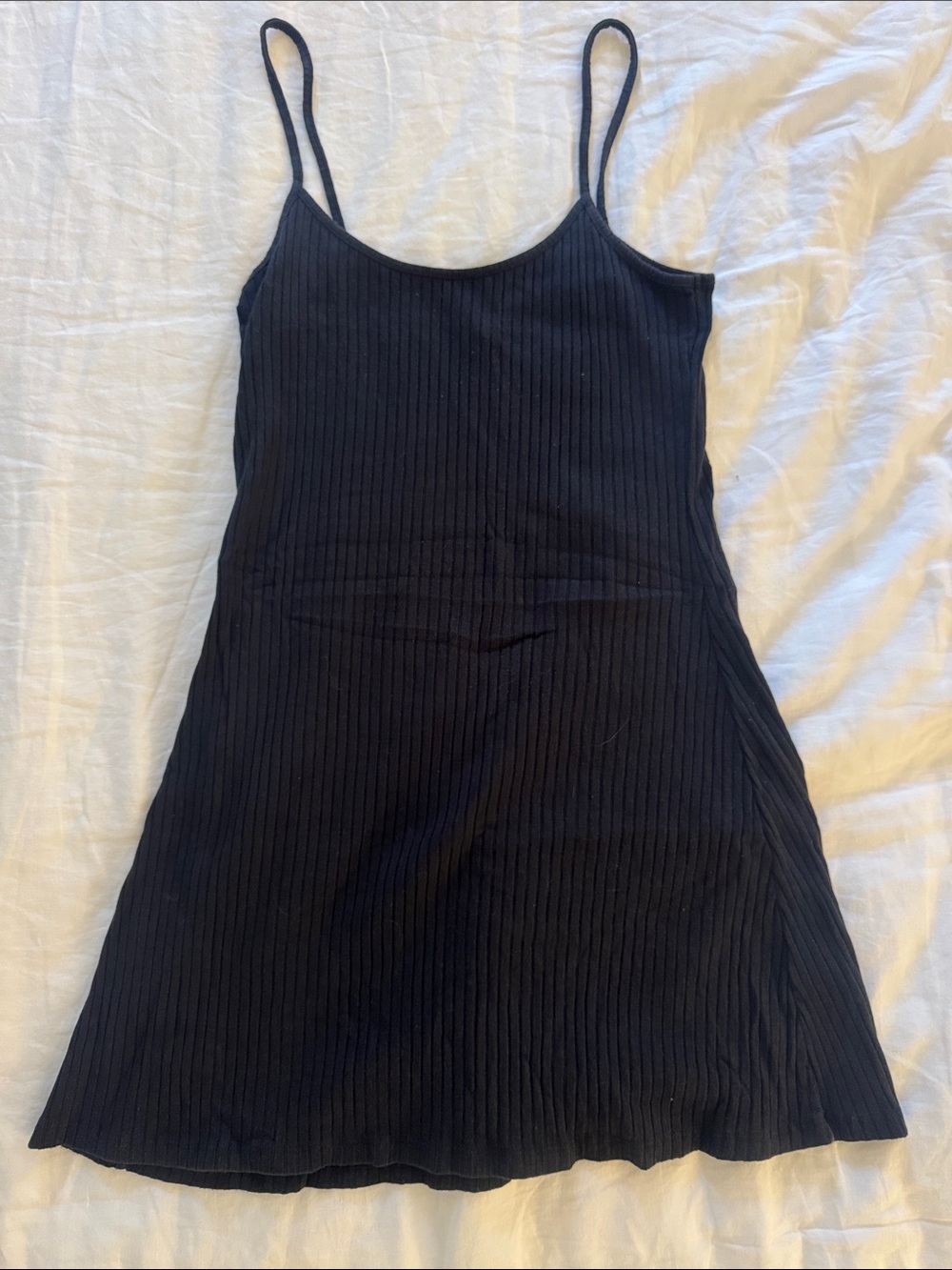 H&M Black Ribbed Spaghetti-Strap Mini Dress